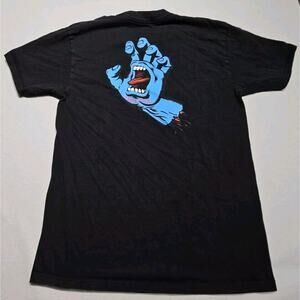Santa Cruz Men Shirt M Black Screaming Hand Graphic Skateboard Tee Double Sided